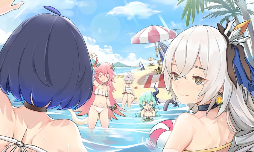 bronya zaychik, seele vollerei, rozaliya olenyeva, liliya olenyeva, and sin mal (honkai and 1 more) drawn by zhourues