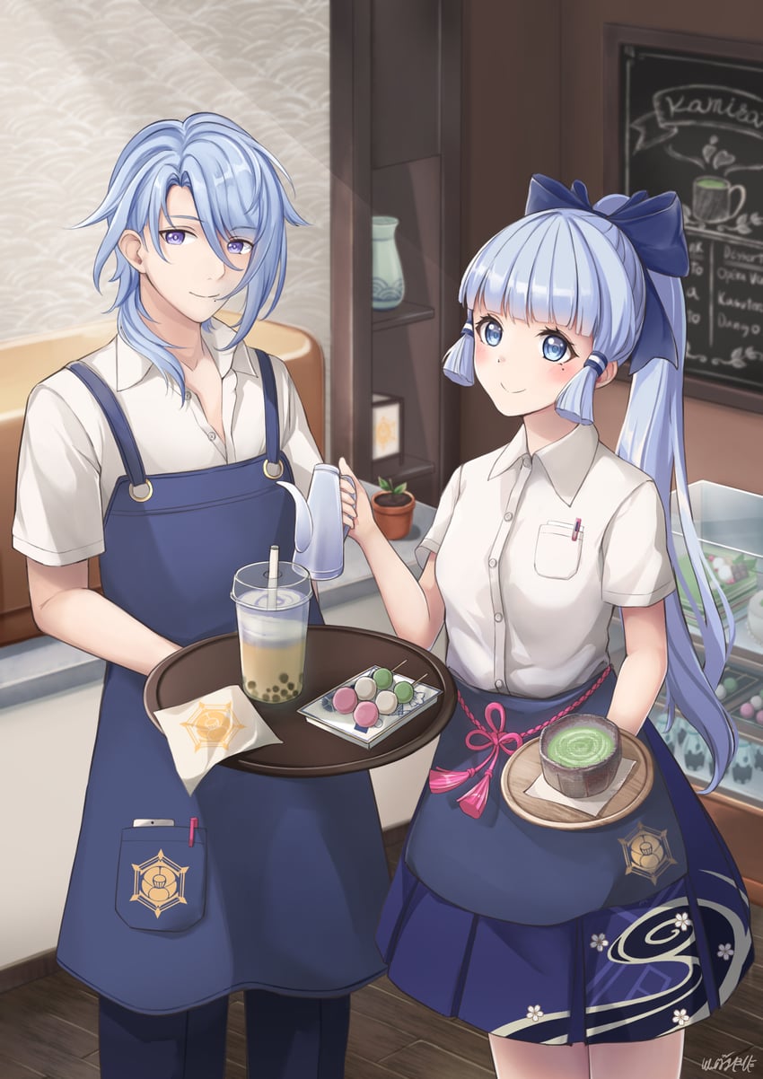 kamisato ayaka and kamisato ayato (genshin impact) drawn by tank_ryousaku