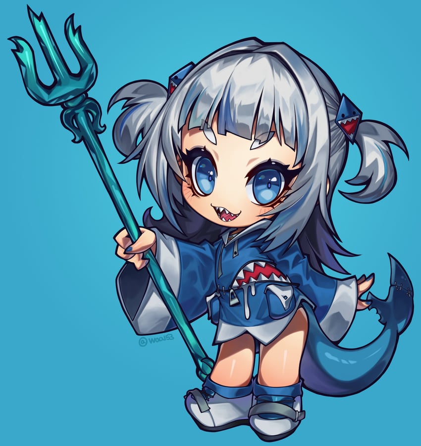 gawr gura (hololive and 1 more) drawn by waa153