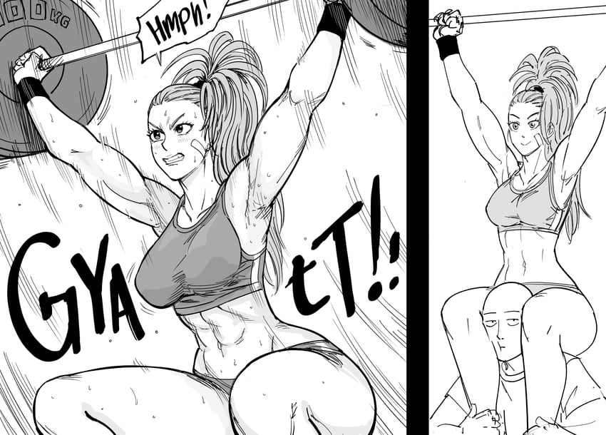 saitama and captain mizuki (one-punch man) drawn by bb_(baalbuddy)
