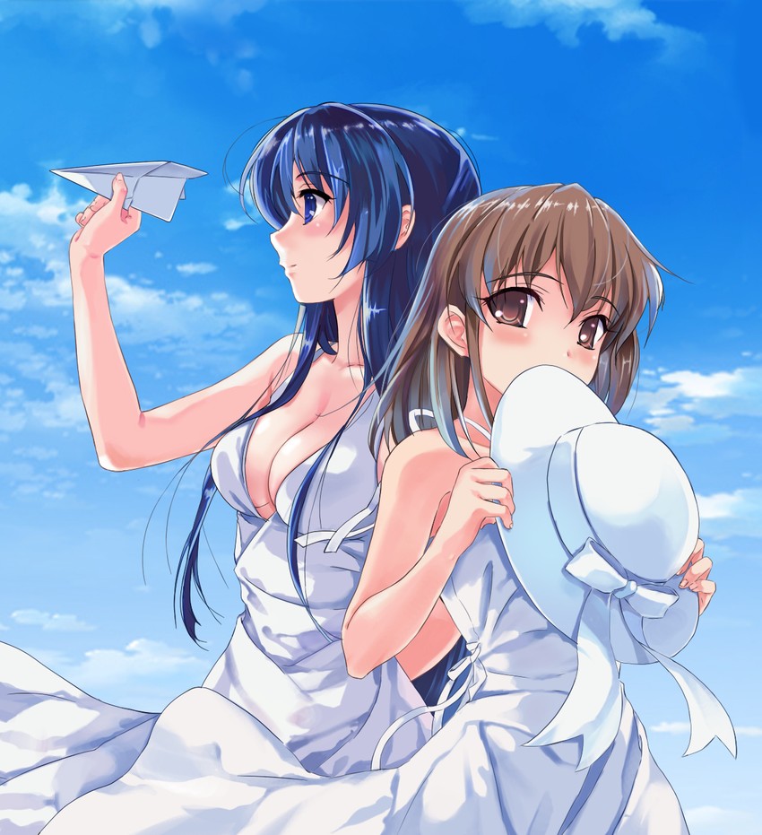 koga sayoko and tsuyazaki kokage (suiheisen made nan mile?) drawn by sazanami_(artist)