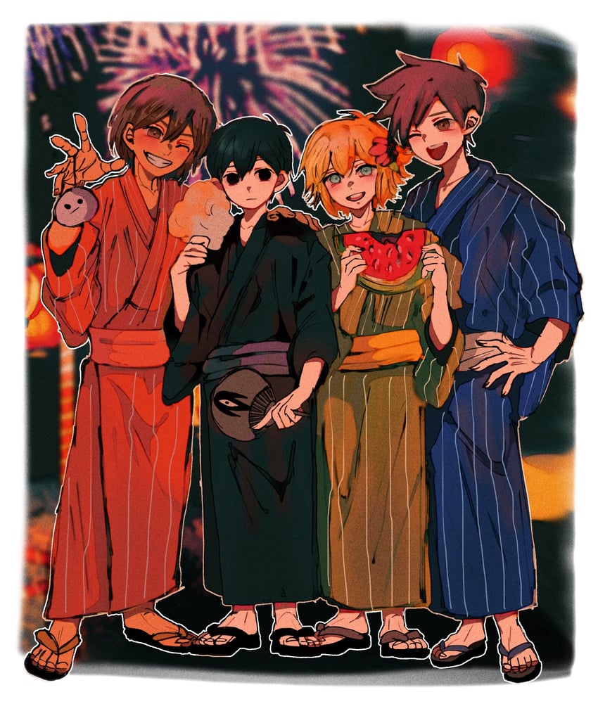 sunny, basil, kel, hero, something, and 1 more (omori) drawn by ma_e_zo