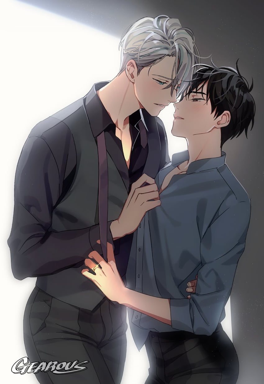 katsuki yuuri and viktor nikiforov (yuri!!! on ice) drawn by gearous