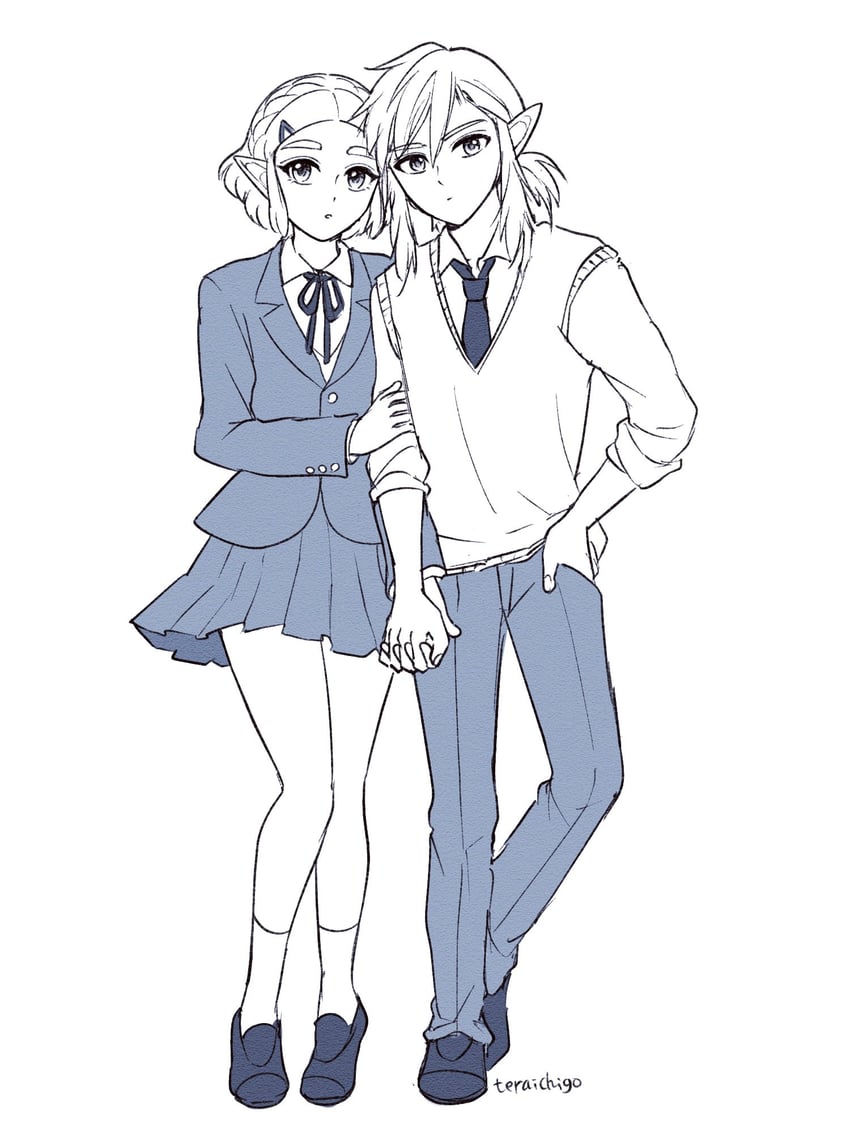 link and princess zelda (the legend of zelda and 1 more) drawn by teraichigo