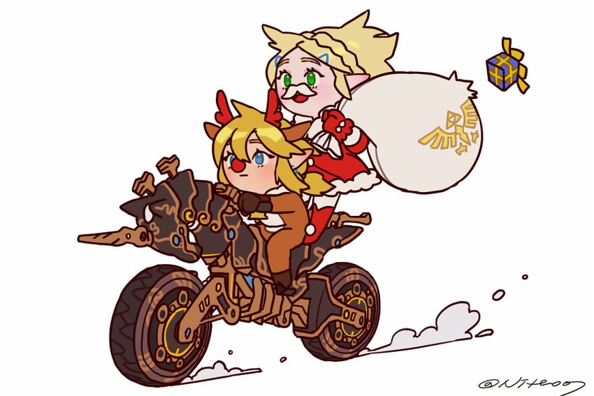 link, princess zelda, and rudolph the red nosed reindeer (the legend of zelda and 1 more) drawn by niteo07