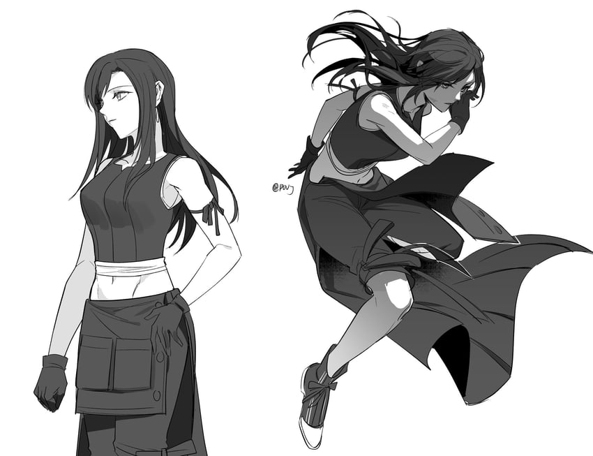 tifa lockhart (final fantasy and 2 more) drawn by duoj_ji