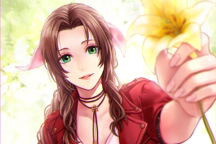 aerith gainsborough (final fantasy and 2 more) drawn by twilightend