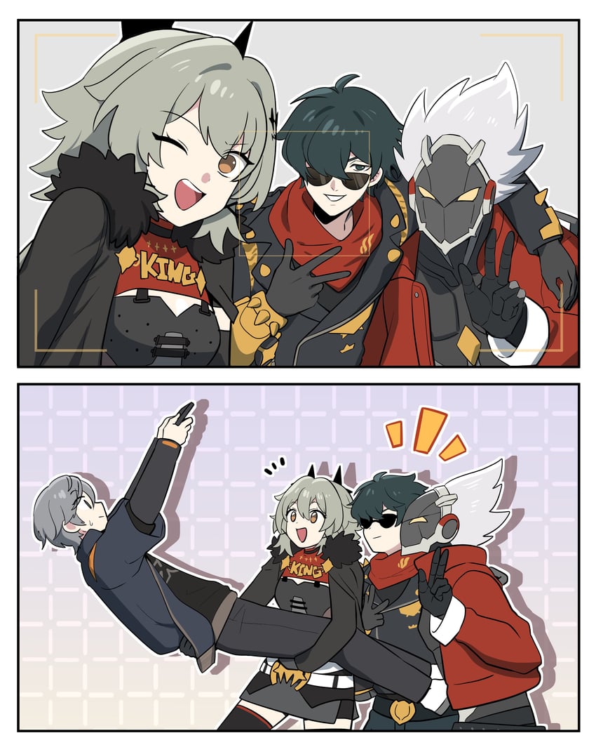 wise, caesar king, lighter, and billy kid (zenless zone zero) drawn by ooyun