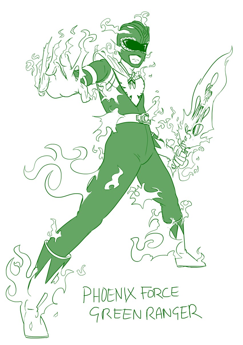dragon ranger, mighty morphin green ranger, and phoenix (marvel and 5 more) drawn by mattwilson83