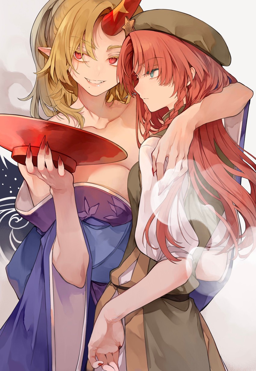 hong meiling and hoshiguma yuugi (touhou) drawn by risui_(suzu_rks)
