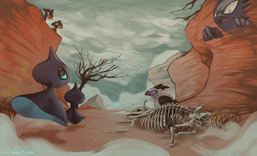 litwick, haunter, murkrow, duskull, shuppet, and 2 more (pokemon) drawn by rock-bomber