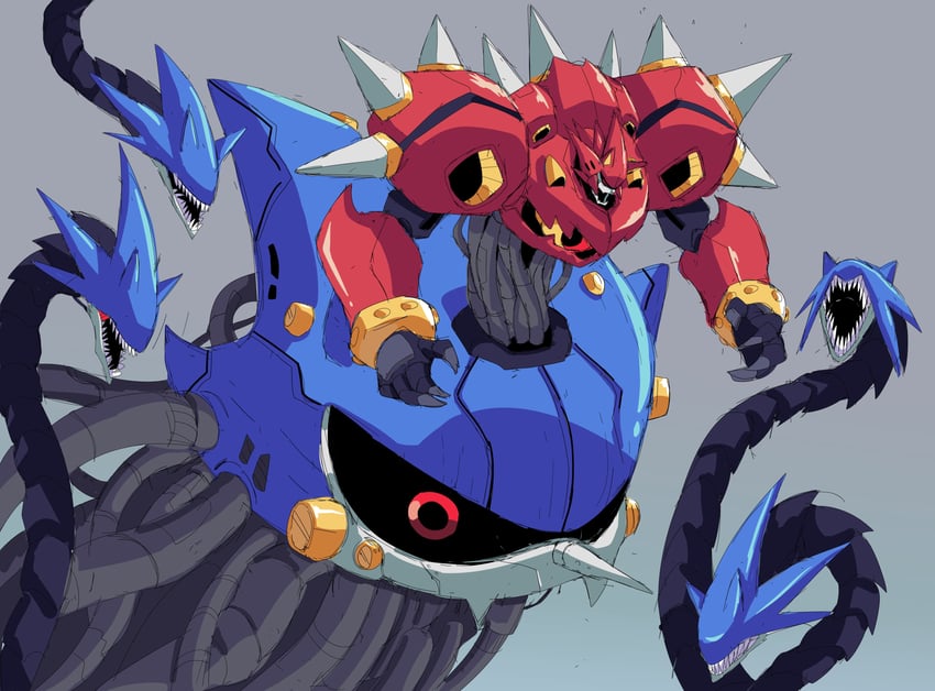metal sonic, devil gundam, and metal overlord (gundam and 3 more) drawn by cyberlord1109