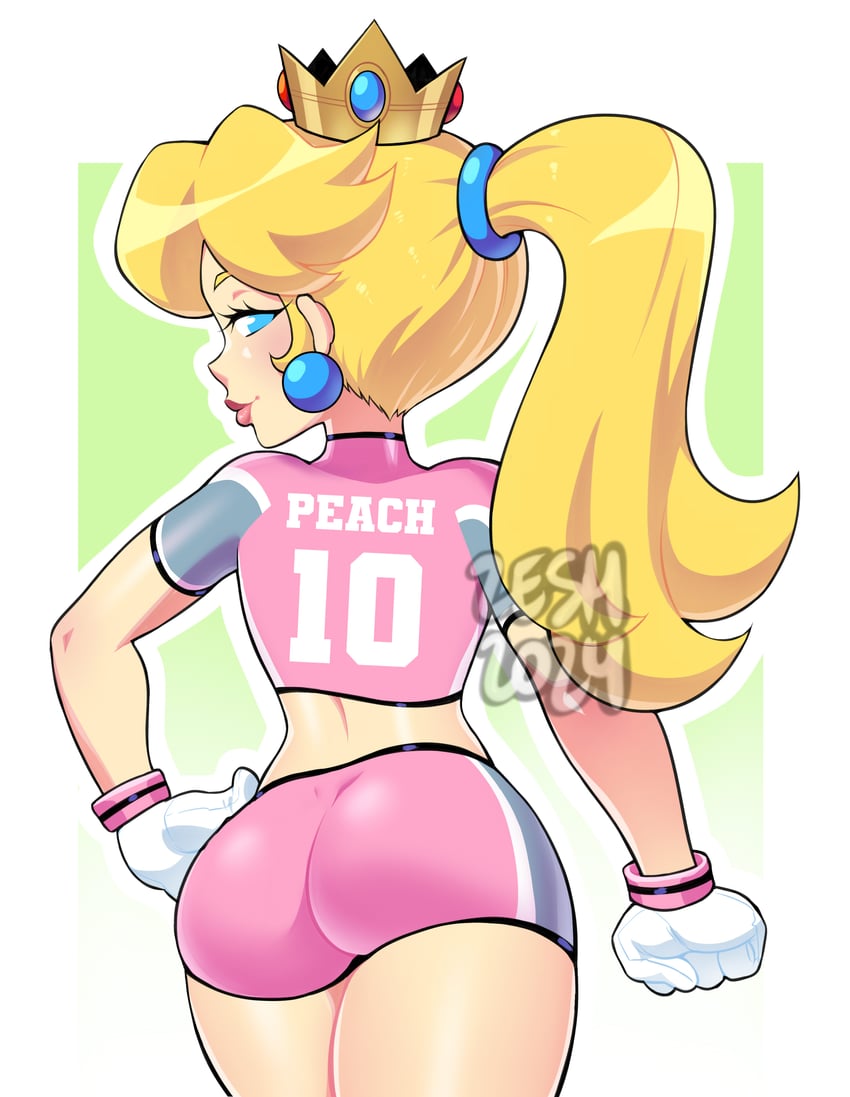 princess peach and striker peach (mario and 2 more) drawn by zeshgolden