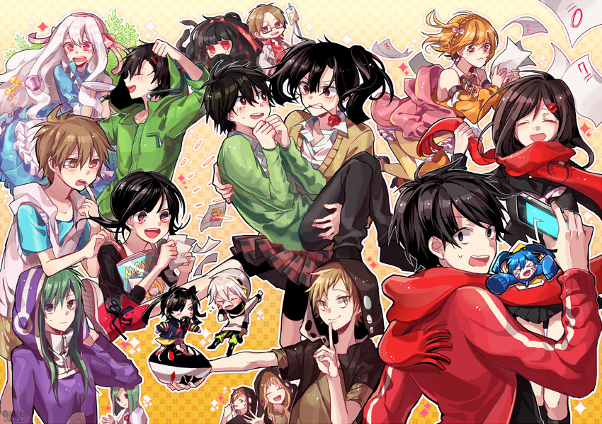 tateyama ayano, kozakura marry, kisaragi shintarou, kido tsubomi, ene, and 10 more (kagerou project) drawn by haro18