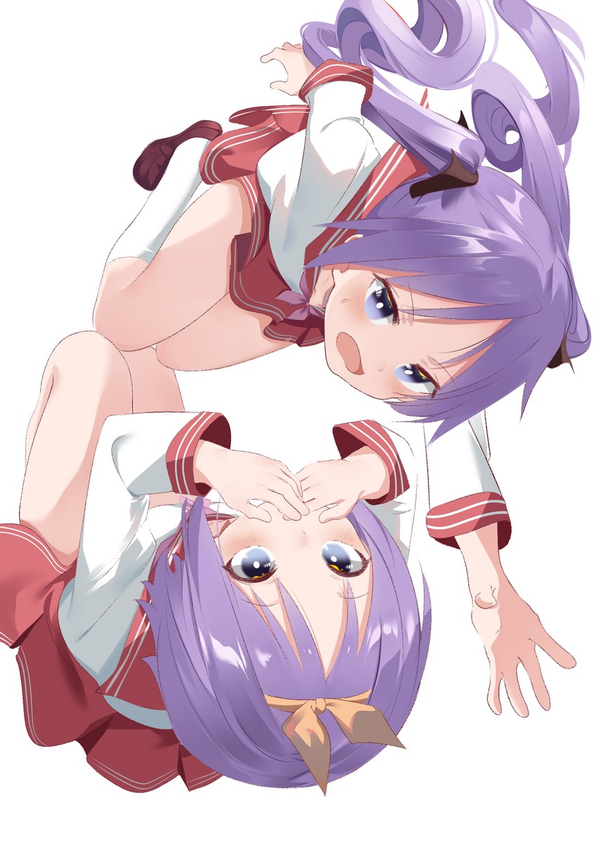 hiiragi kagami and hiiragi tsukasa (lucky star) drawn by zeppeki_shoujo