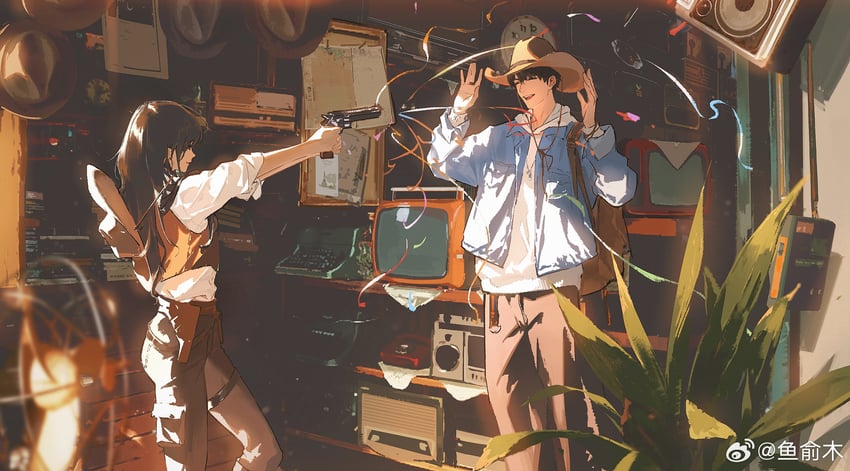 protagonist and caleb (love and deepspace) drawn by yuyumu