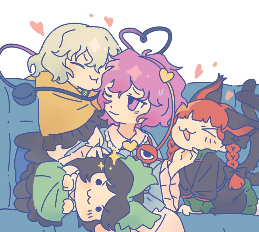 komeiji koishi, komeiji satori, kaenbyou rin, and reiuji utsuho (touhou) drawn by bei_iii