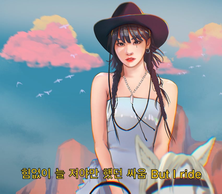 kim chae-won (real life and 1 more) drawn by retsu_(retsudraws)