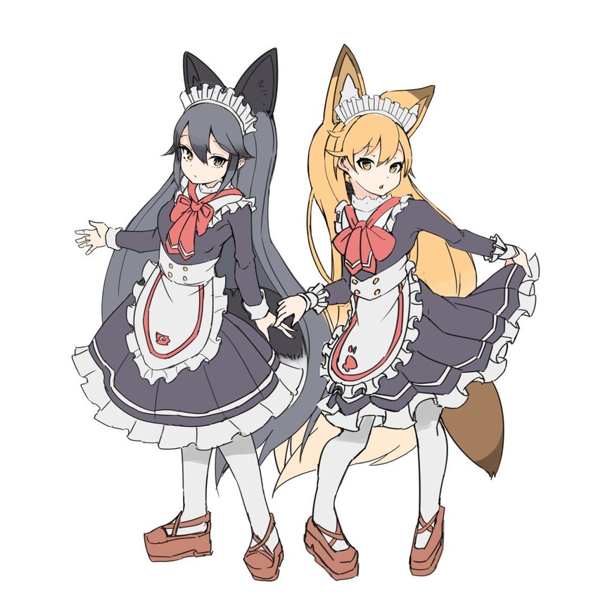 silver fox and ezo red fox (kemono friends and 1 more) drawn by mirinsoup