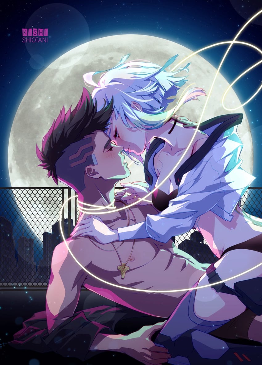 lucy and david martinez (cyberpunk and 1 more) drawn by kishishiotani