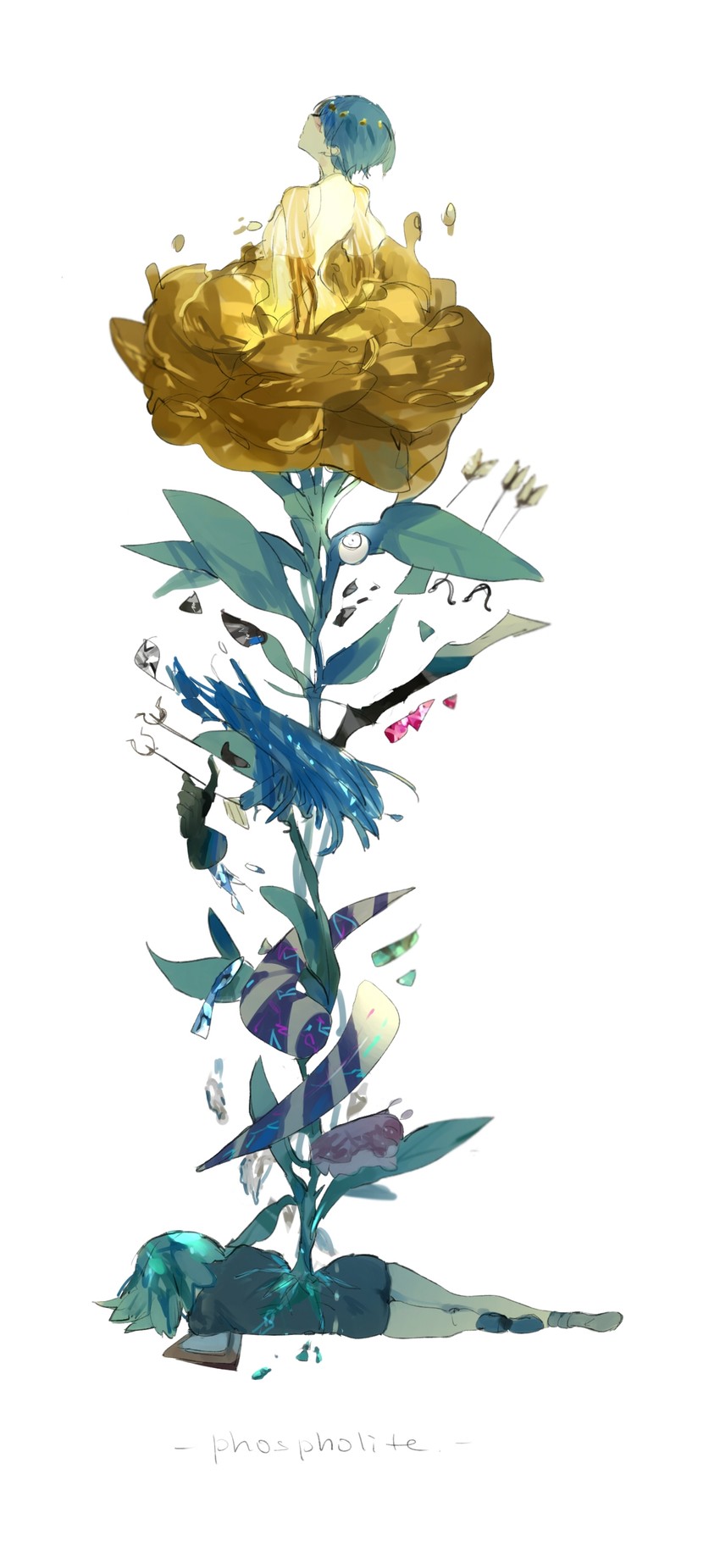 phosphophyllite, antarcticite, and ventricosus (houseki no kuni) drawn by moge_(moeuuuuu)