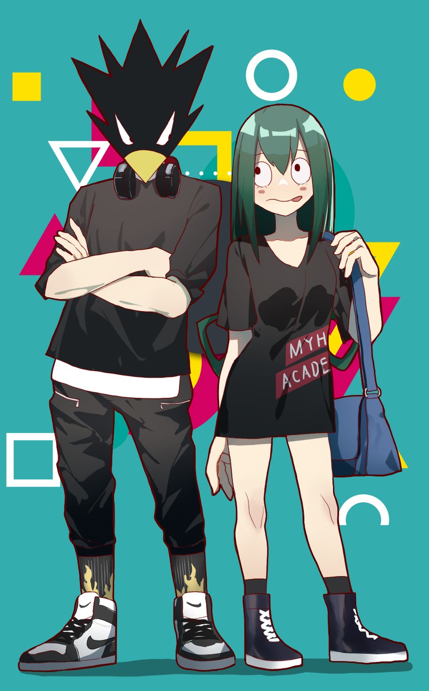 asui tsuyu and tokoyami fumikage (boku no hero academia) drawn by vic_(vedream)