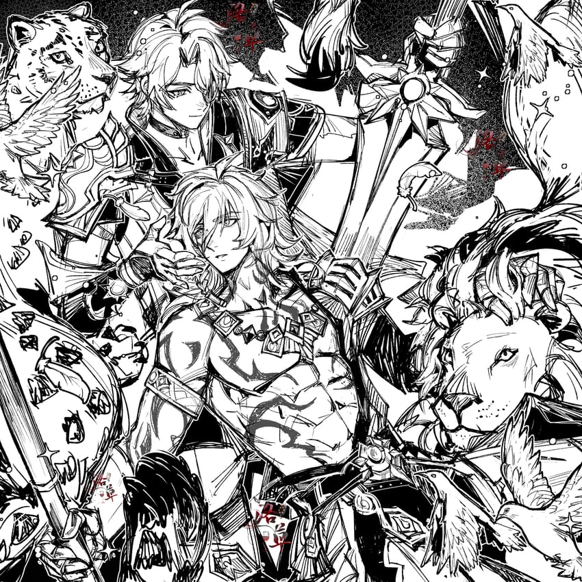 phainon and mydei (honkai and 1 more) drawn by yanliangren