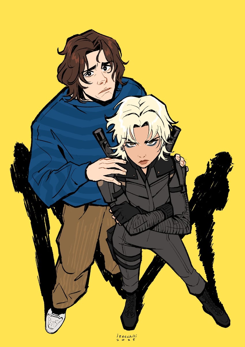 sentry and yelena belova (marvel and 2 more) drawn by isacchili