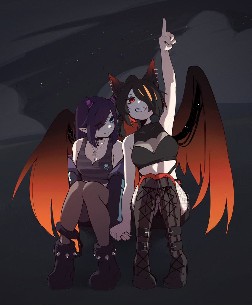 raven lenore and chann pika (indie virtual youtuber) drawn by machuuu68