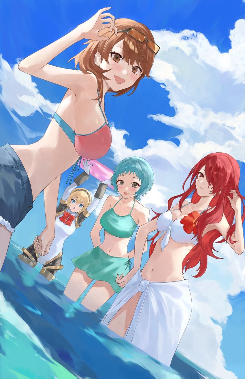 aigis, takeba yukari, kirijou mitsuru, and yamagishi fuuka (persona and 2 more) drawn by konchi_(63438789)