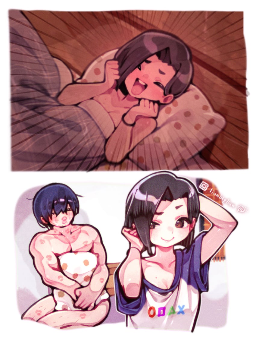 yamada sanae and yamada yuuki (boku no kokoro no yabai yatsu) drawn by lianbiglian
