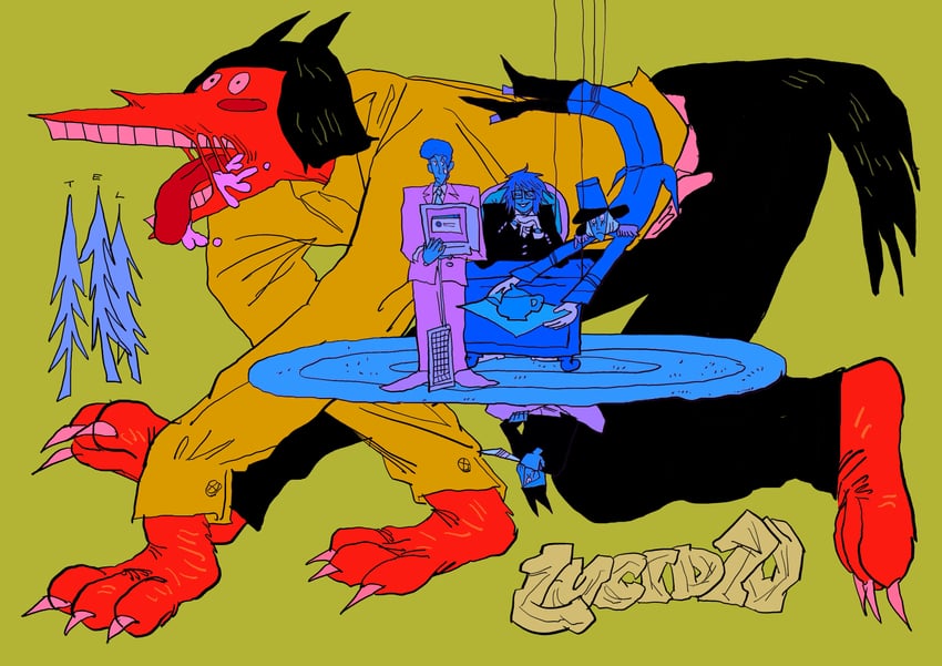 randal ivory, nyon, nyen, luther von ivory, and sebastian de tomato smith chicken legs (randal's friends) drawn by tel_(tl_358)