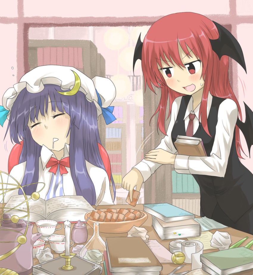 patchouli knowledge and koakuma (touhou) drawn by nobamo_pieruda