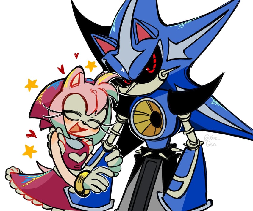 amy rose, metal sonic, and neo metal sonic (sonic and 1 more) drawn by xue_gin