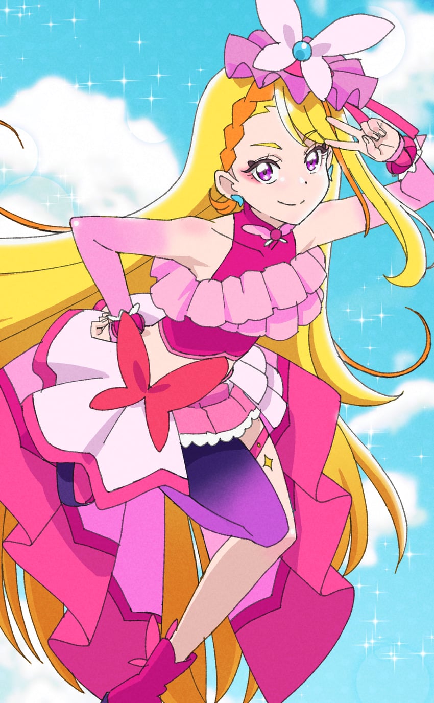 hijiri ageha and cure butterfly (precure and 1 more) drawn by naninunenonono