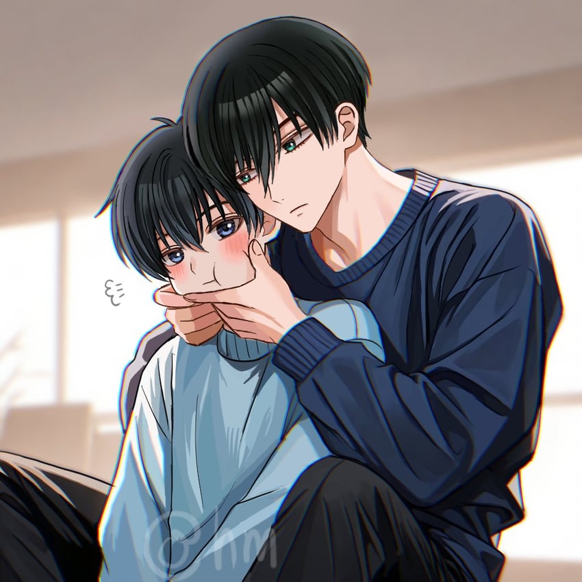 isagi yoichi and itoshi rin (blue lock) drawn by hyohls2_(hamao3o)