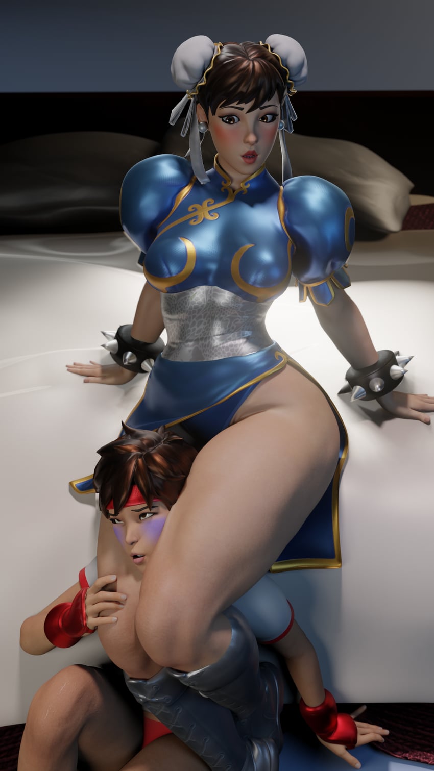 chun-li and kasugano sakura (street fighter and 1 more) drawn by rasuku