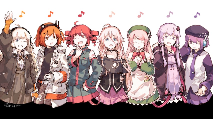 kasane teto, yuzuki yukari, adachi rei, kizuna akari, ia, and 2 more (vocaloid and 3 more) drawn by j-dragon