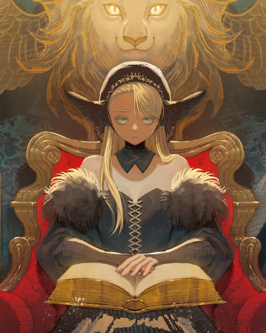 marcille donato and winged lion (dungeon meshi) drawn by krusier