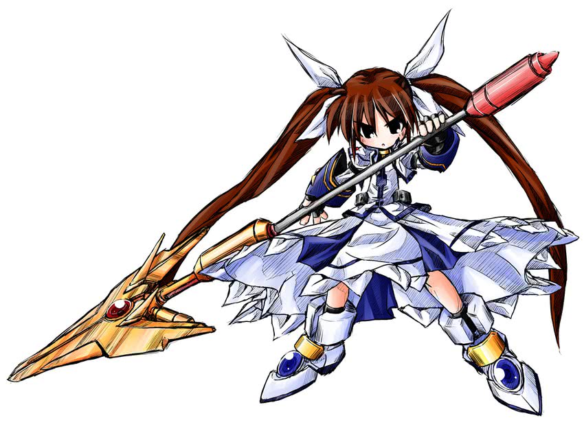 takamachi nanoha and raising heart (lyrical nanoha and 1 more) drawn by yuuka_(o.t.kingdom)