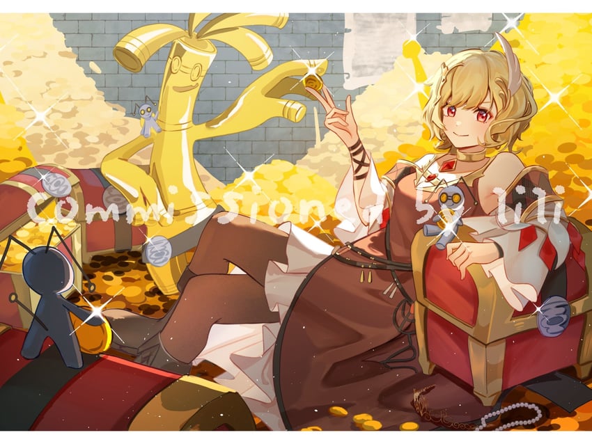 citrinne, gholdengo, and gimmighoul (pokemon and 2 more) drawn by manymanylilies