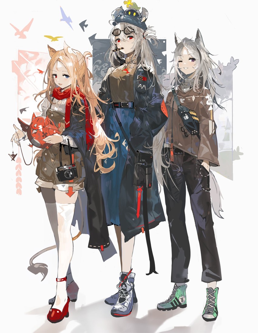 skadi, grani, archetto, and domesticated metal crab (arknights) drawn by alchemaniac