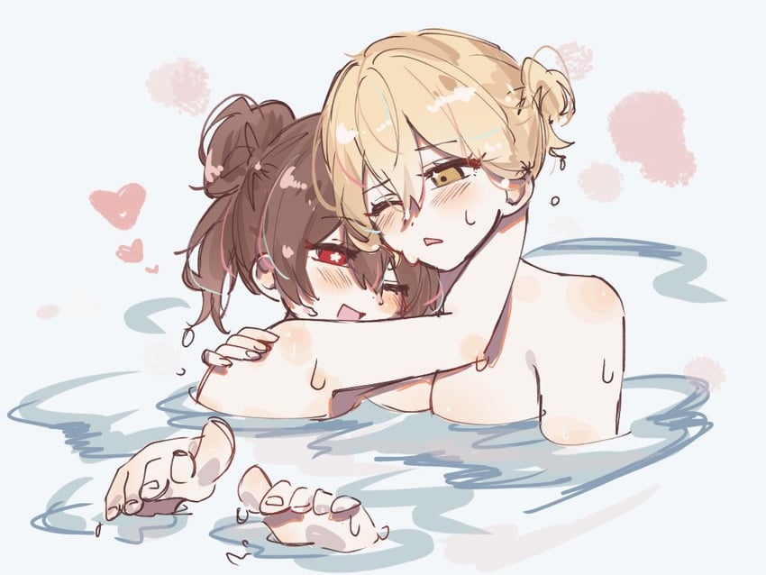 lumine and hu tao (genshin impact) drawn by onigiri_yumi09