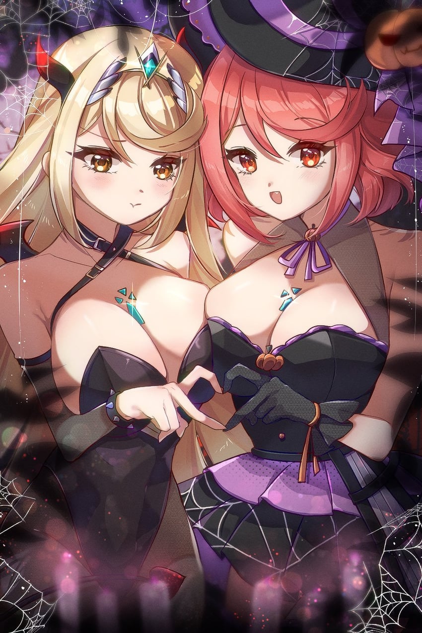 pyra and mythra (xenoblade chronicles and 1 more) drawn by zer00han
