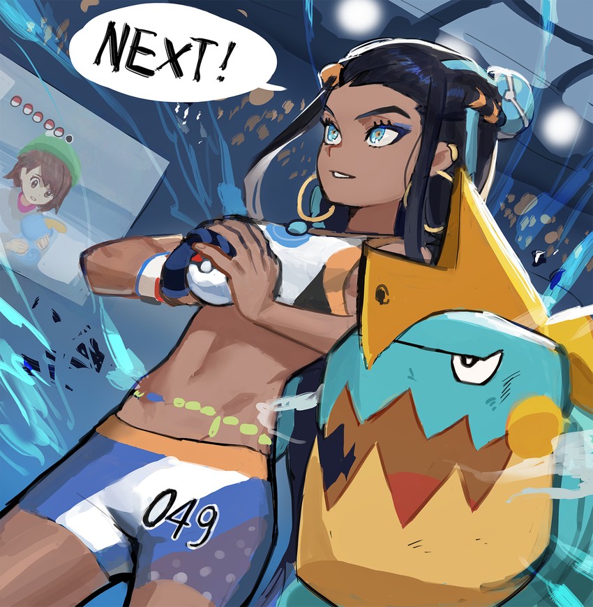 gloria, nessa, sobble, and drednaw (pokemon and 1 more) drawn by hood_(james_x)