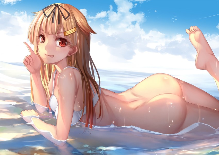 Outdoor wet blonde anime