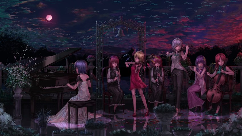 remilia scarlet, flandre scarlet, izayoi sakuya, patchouli knowledge, hong meiling, and 1 more (touhou) drawn by lif_(lif_&_ref)