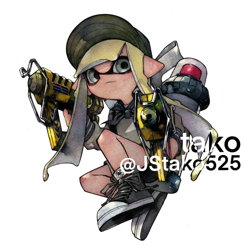 inkling player character and inkling girl (splatoon) drawn by mhxbump