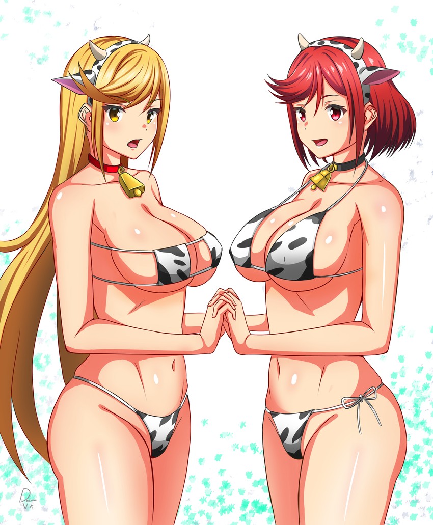pyra and mythra (xenoblade chronicles and 1 more) drawn by deera_indrawan