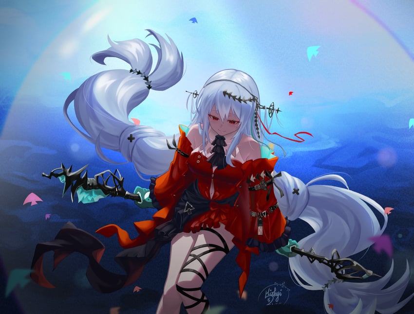 skadi and skadi the corrupting heart (arknights) drawn by hizkyi